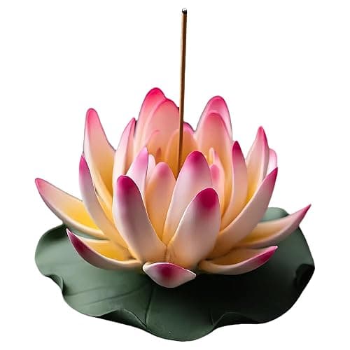 HannaFires Pink Ceramic Lotus Incense Burner, Home Fragrance Holder, Indoor Decor, Handcrafted Realistic Lotus Design, Yoga Studio, Valentine's Day, Housewarming Gift - Image 1