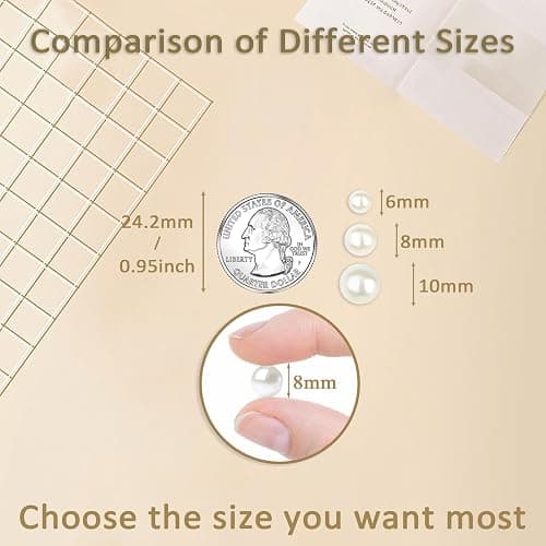 DUQGUHO 8mm White Plastic Round Pearls for Crafting, Jewelry Making, DIY Holes Bulk Beads 500PCS Fake Pearls for Bracelets, Anklets, Earrings, Decorations thumbnail 3