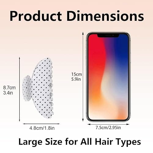 2 Acetate Hair Claw Clip for Women, 3.8-Inch Black and White Polka Dot Big Hair Clips Strong Hold No Slip Claw Clips for Thick or Thin Hair thumbnail 3