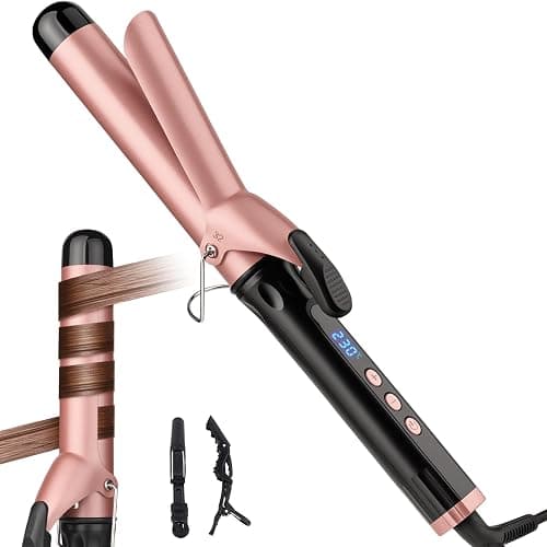 1.25 Inch Curling Iron Wand for Long Hair, Ceramic Barrel Hair Curler with Clamp for Loose Curls, Professional Large Curling Wand with Adjustable Temperature, Dual Voltage - Image 1