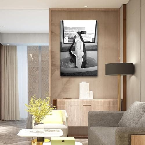 Trendy Black and White Posters Funny Woman Drinking Wine in Bathtub Wall Art Funky Girl Room Decor Fashion Vintage Bar Cart Canvas Prints for Girls Dorm Bathroom Apartment Aesthetic 12x16in Unframed thumbnail 6