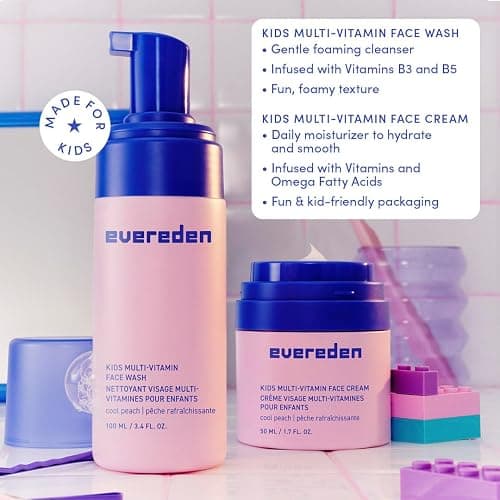 Evereden Kids Face Duo & Spa Headband Set – Multi-Vitamin Face Wash & Cream + Soft Terry Headband – Nourishing Skin Care & Fun Hair Management for Kids 3+ – Gentle & Perfect for Skincare Routine thumbnail 3