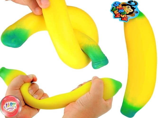 JA-RU Stretchy Banana Toys (1 Banana) Super Squishy Fidget Toy for Kids & Adult. Sand-Filled Rubber Banana Toy. Stress & Anxiety Relief Autism Sensory Toys. Stretchy Fruit Bulk Party Favor 3340-1-p - Image 1