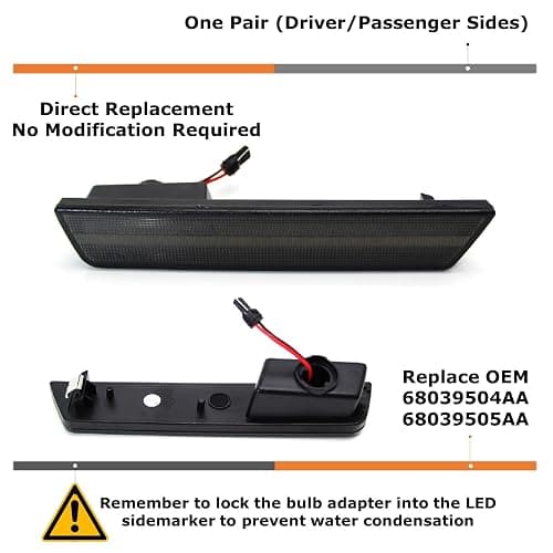 iJDMTOY Smoked Lens White Full LED Rear Side Marker Light Kit Compatible With Dodge 2008-14 Challenger & 2011-14 Charger, Powered by 36 LED Diodes, Replace OEM Amber Lens Sidemarker Lamps thumbnail 2