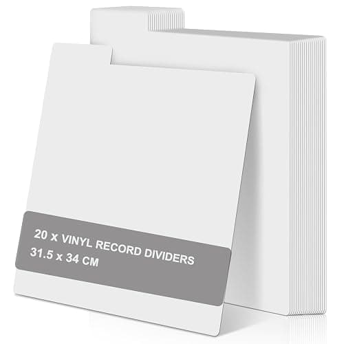 20 Pcs Vinyl Record Dividers, 31.5x34cm Plastic Record Divider with Tabs, Reusable LP Organizers DIY Blank Album Vinyl Separators for 33 RPM LP Organization, White - White - Image 1