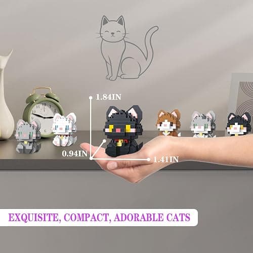 QISHOUTING 9 Packs Mini Cats Building Blocks, 9 Styles Small Cute Cat Building Set,Miniature Cat Figurine Toys for Adults Women,Birthday Party Favors Stocking Stuffers thumbnail 3