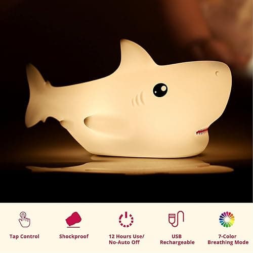 TriPro Shark Silicone Nursery Night Light Beach Room Decor Desk Lamp Bedroom Decorations thumbnail 3