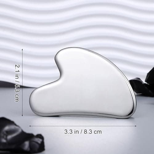 rosenice Gua Sha Facial Tools Guasha Tool Gua Sha Jade Stone for Face Skincare Facial Body Acupuncture Relieve Muscle Tensions Reduce Puffiness Festive Present (Metallic) thumbnail 5
