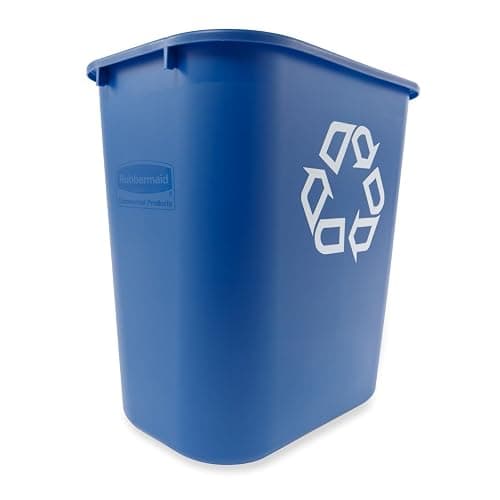 Rubbermaid Commercial Products Deskside Recycling Can, 7-Gallon/28-Quart, Blue Recycling Symbol, Plastic, for Bedroom/Bathroom/Office/Under Desk/Sink, Pack of 4 thumbnail 2