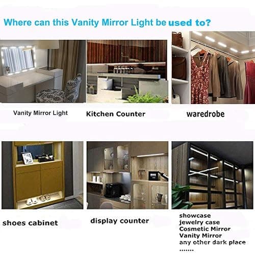 Led Vanity Mirror Lights, Hollywood Style Vanity Make Up Light, 10ft Ultra Bright White LED, Dimmable Touch Control Lights Strip, for Makeup Vanity Table & Bathroom Mirror, Mirror Not Included thumbnail 7