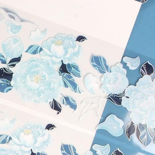 Ddayup Laser Flower Washi Tape - Blue Flower Stickers for Journaling & Planner thumbnail 9