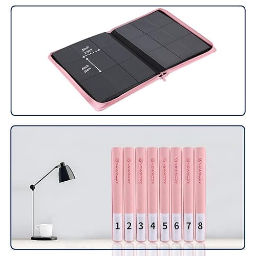 Snekdy premium 360-pocket trading card binder, 9-pocket cards album, waterproof PU-leather Cover with side loading, holds gaming, baseball, basketball & sports cards (Pink) thumbnail 8