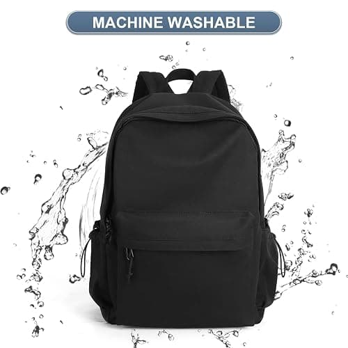 Black School Backpack for Girls Women Waterproof High School Book Bag Cute Backpack for Men Teens Boys, Lightweight Simple Middle School Back Pack Daypack thumbnail 6