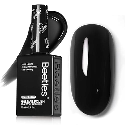 Beetles Black Gel Polish – Silent Charm Audrey Black Color Hema Free Gel Polish, 15ml Long-Lasting Soak Off UV LED Glossy Manicure for DIY Nail Art - Image 1