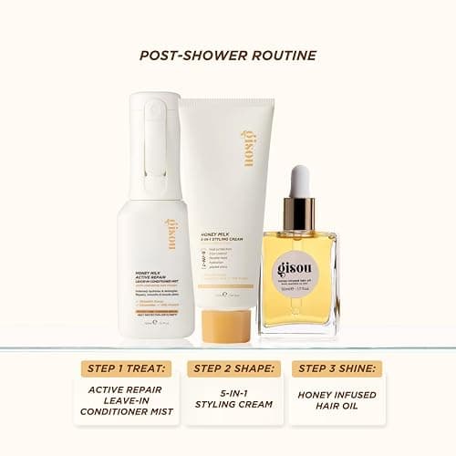 Gisou Honey Milk Active Repair Leave-In Conditioner Mist (5.1 fl. oz) | Instantly detangles, hydrates, controls frizz, up to 450°F heat protection, with Mirsalehi Honey & hydrolyzed milk protein thumbnail 8