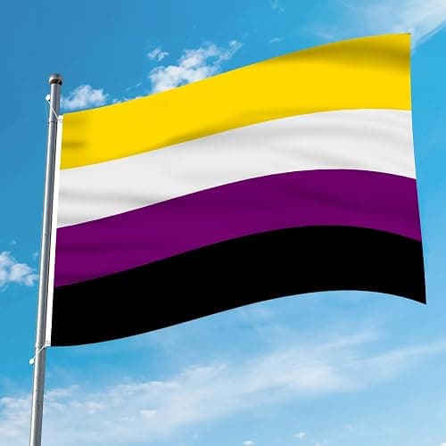 AhfuLife Non Binary Flag - 3x5 Ft Rainbow Pride Flag for Outside - Double Side with Brass Eyelets for Non Binary Party Decor, LGBT Pride Day Party Wedding Decorations thumbnail 7