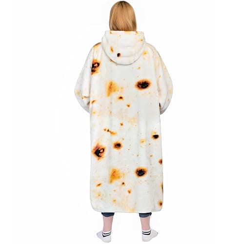 Waitu Wearable Blanket Sweatshirt Gifts for Women and Men, Warm and Cozy Giant Blanket Hoodie, Thick Flannel Blanket with Sleeves and Giant Pocket - Burritos thumbnail 2