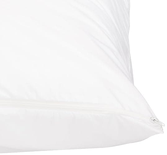 Amazon Basics Standard Pillowcase with Zipper, 100% Cotton Hypoallergenic, Pillow Protector, White (27 x 21 Inches), Pillows Not Included - Standard thumbnail 5