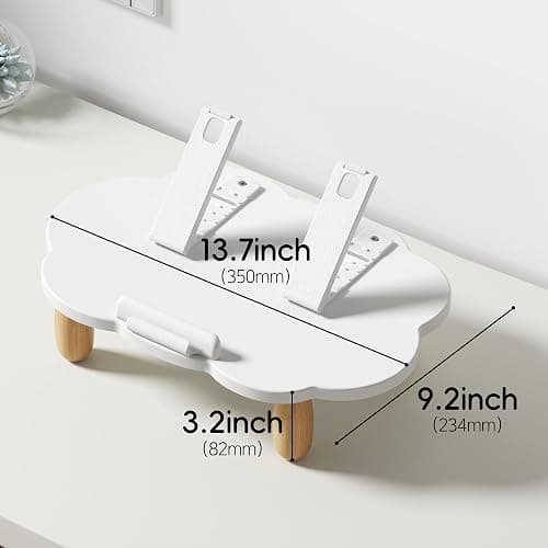 AFOOYO Adjustable Wood Laptop Stand, Ergonomic Height Angles Computer Stand, Cloud-Shaped Holder Riser Notebook Stand for Desk Compatible with Air, Pro, Dell, HP, Lenovo More 10-17.3" Laptops, White thumbnail 7