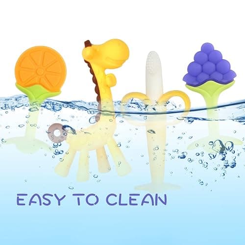 Chuya Teething Toys (4 Pack) Teething Toy for Baby, Teach Teeth Brushing ,BPA-Free,Chew Toy for Infants Toddlers Silicone Baby Teethers Giraffe Fruit Teething Stick for Babies 3 Months+ thumbnail 6