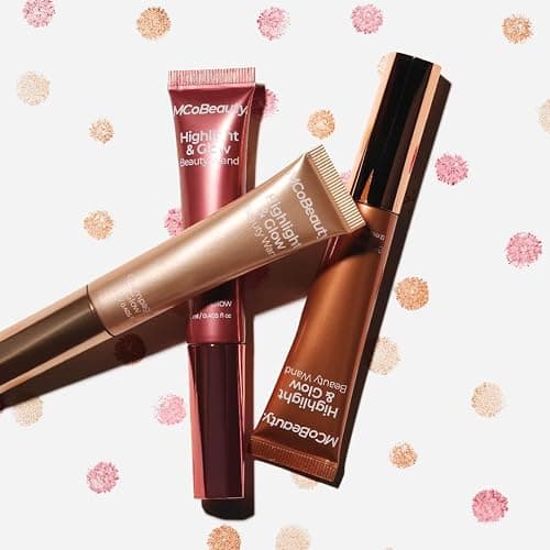 MCoBeauty - Highlight and Glow Beauty Wand - Buildable Liquid Highlighter - Champagne Shade - Liquid Cream with Cushion Applicator for Soft, Radiant Finish - Highlighters Makeup - Image 1