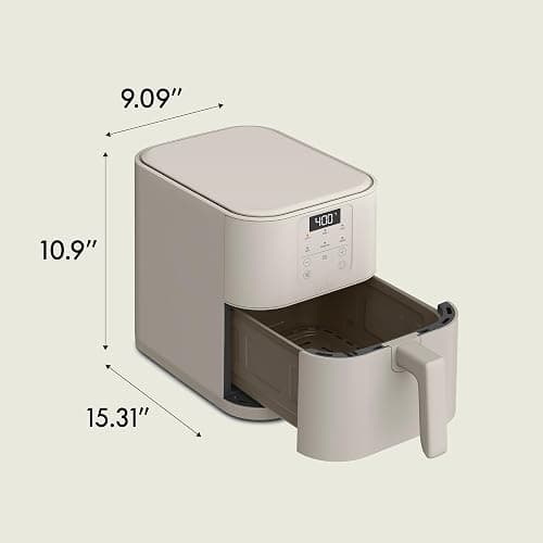 bella 6 Qt Slim Air Fryer, Fits-anywhere™ Kitchenware, EverGood™ Ceramic Nonstick Coating, Adjustable Temperature, 6 Preset Cooking Options, 60 Min Auto Shutoff w Audible Tone, 5lb Capacity, Oatmilk thumbnail 2