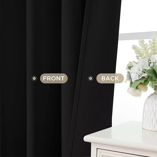 Joydeco Blackout Curtains 90 Inches Long,Curtains 2 Panels Set Thermal Insulated Length Curtains& Drapes 2 Burg, Room Darkening Grommet Drapes for Living Room Bedroom Window (Black, W52 x L90 Inch) thumbnail 9