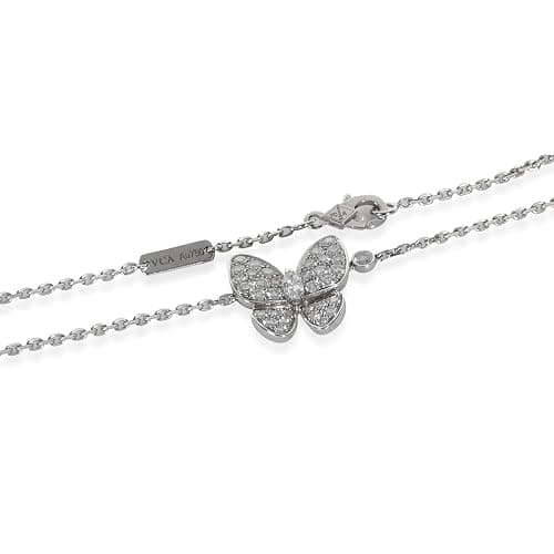 Van Cleef & Arpels, Pre-Loved Two Butterfly Necklace, White Gold, Diamond, 16 in thumbnail 3
