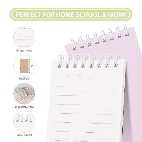 Ddaowanx Small Notebooks,3x5 Pocket Spiral Notepads With Lined Pages - The Perfect Little Mini Notebook to Stay Organized and Boost Productivity at Work or School (8, Cute Colors) thumbnail 7