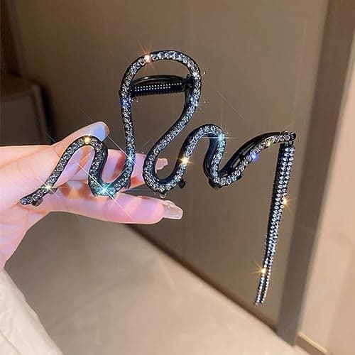 1 Pack Snake Hair Claw Clips Metal Black Crystal Rhinestone Hair Clips with Tassel Pendant Design Hair Accessories Strong Hold Large Hair Catch Jaw Clips Y2k Punk Hair Barrette Hairpins for Women Girl thumbnail 3