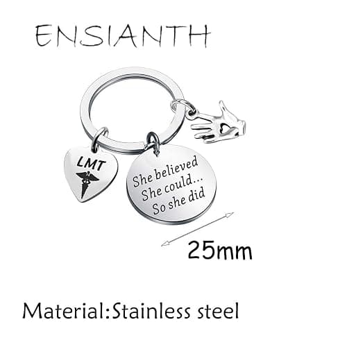 ENSIANTH LMT Licensed Massage Therapist Keychain 'She Believed She Could So She Did' Medical Graduation Gift thumbnail 2