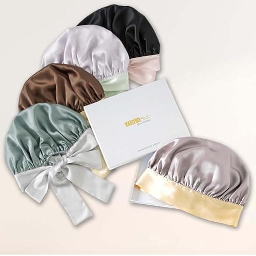 ZIMASILK 100% Mulberry Silk Bonnet for Sleeping Women Double Layer Hair Wrap with Silk Tie Band,1 Pack thumbnail 7