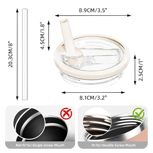 Stanley Lid Replacement 2 Pack 40 oz with Leak Proof and Flip Straw Lid, Cup Accessories, Perfect for Travel, Fitness, and Daily Use, Beige thumbnail 2