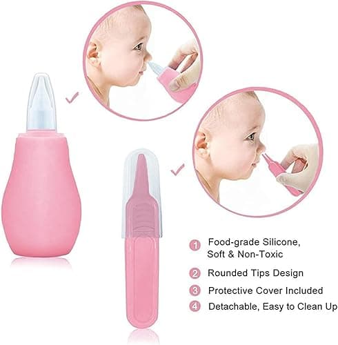 Baby Grooming Kit, Infant Safety Care Set with Hair Brush Comb Nail Clipper Nasal Aspirator,Baby Essentials Kit for Newborn Girls Boys (Pink Baby Grooming kit) - Pink Baby Grooming Kit thumbnail 3