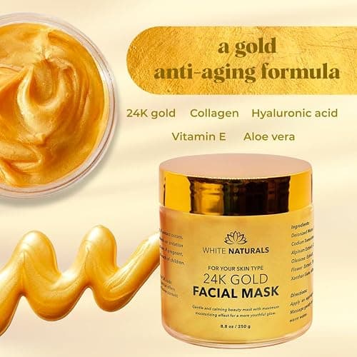White Naturals One Day Sale 24K Gold Facial Mask, Anti-Aging Gold Face Mask For Flawless & Moisturizes Skin, Helps Reduces Wrinkles, Fine Lines & Acne Scars, Removes Blackheads, Dirt & Oils thumbnail 2