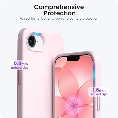 ORNARTO Compatible with iPhone 17e Case and for iPhone 16e Case 6.1", Liquid Silicone 3 Layers Full Covered Soft Gel Rubber Shockproof Cover, Protective Phone Cases for 16e & 17e-Chalk Pink thumbnail 4