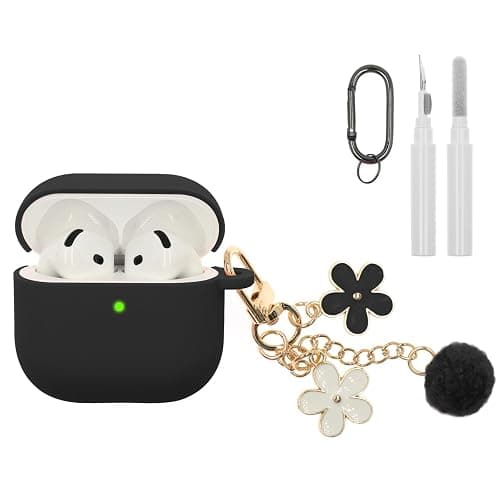 Compatible with AirPods 4 Case, Premium Soft Silicone Protective Case Cover for Apple AirPods 4th Generation with Cleaner Kit Keychain Accessories for Women Girls - Image 1