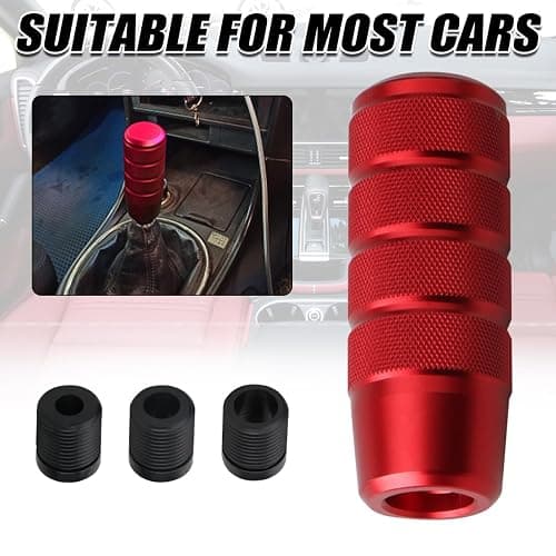 Osilly 95mm/3.74" Car Shifter Knob, Aluminum Weighted Automotive Gear Shift Manual knobs Lever with 3 Threaded Adapters M8 M10 M12 x 1.25, Universal for Manual Transmission Vehicle (Red) thumbnail 3