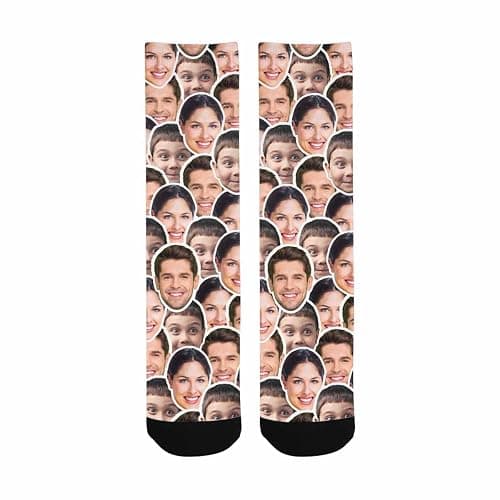 DIYKST Custom Face Socks for Men Women Personalized Photo Socks Love Heart Valentine's Day Christmas Gift for Famliy thumbnail 4