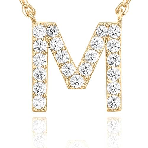 PAVOI 14K White Gold Plated Cubic Zirconia Initial Necklace | Letter Dainty Necklaces for Women thumbnail 3