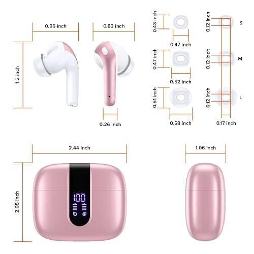 TAGRY Bluetooth Headphones True Wireless Earbuds 60H Playback LED Power Display Earphones with Wireless Charging Case IPX5 Waterproof in-Ear Ear buds with Mic for TV Smart Phone Laptop Computer Sports thumbnail 8