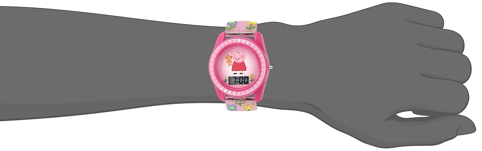 Peppa Pig Kids Digital LCD Watch – Pink Floral Strap, Easy-Read Display, Fun Cartoon Character Design, Adjustable Fit, Lightweight & Comfortable, Perfect for Girls – Fits Wrists 5.5” to 8” thumbnail 2