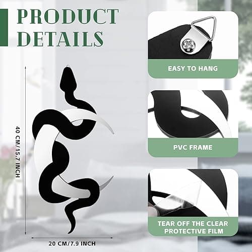 Weysat Black Snake and Crescent Moon Mirror Gothic Wall Decor Gothic Snake Decor Boho Hanging Mirrors Home Decorative Wall Art for Living Room Bathroom Bedroom Hallway thumbnail 3