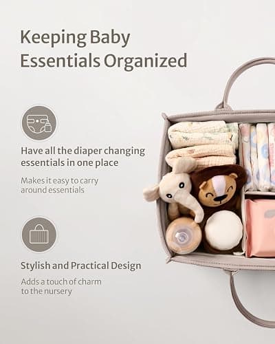 Blissful Diary Nappy Caddy Organiser, Baby Diaper Caddy for Nappy Station, Stylish Storage Basket for Newborn Essentials, Baby Shower Gifts for Girl or Boy, Sand thumbnail 3