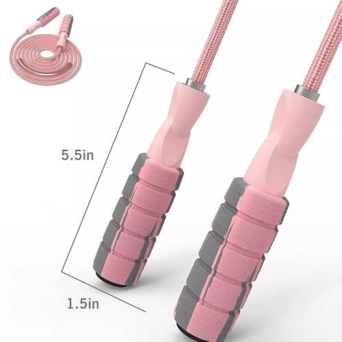 FITMYFAVO Jump Rope Cotton Adjustable Skipping Weighted jumprope for Women，Adult and Children Athletic Fitness Exercise Jumping Rope (Pink) thumbnail 4