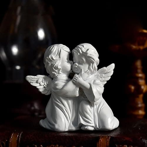 OwMell Little Angel Statue Figurine, Resin Cherub Statue Sleeping Angle Sculpture, Remembrance Healing Sympathy Gift for Memorial, Shelf Home Living Room Desktop Office Decoration - Hugging Angels thumbnail 3