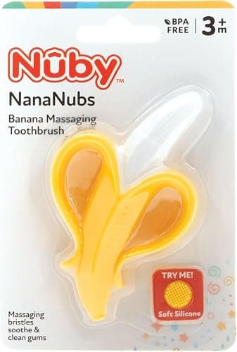 Nuby Nananubs Banana Massaging Teether – Baby Teething Toys 3 Months and Up, Silicone Teether for Sore Gums, Infant Toy, Baby Essentials, Brush, Travel Accessory, Gift for Babies thumbnail 8