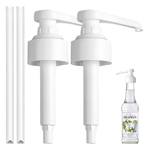 2 Pcs Syrup Pump for Monin Glass Bottle,Skinny Syrup,Simply Syrups Pump Resilience Detachable Design Covers,Coffee Pack Contains Pump and Connecting Pipe Dispenser Set PP Material (1000ml*2) - Image 1