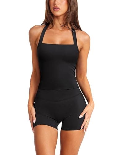 LASLULU Womens Sexy Halter Sports Bra Workout Tops Wirefree Sleeveless Gym Yoga Tank Tops Y2k Casual Crop thumbnail 2
