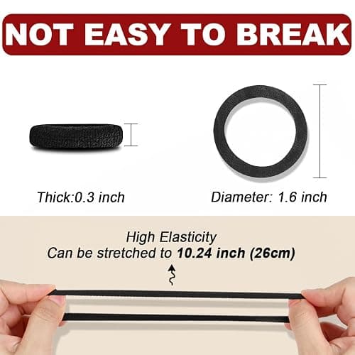 150PCS Hair Ties, IKOCO Black Hair Ties for Women No Damage, Cotton Seamless Ponytail Holders for Thick Hair thumbnail 5